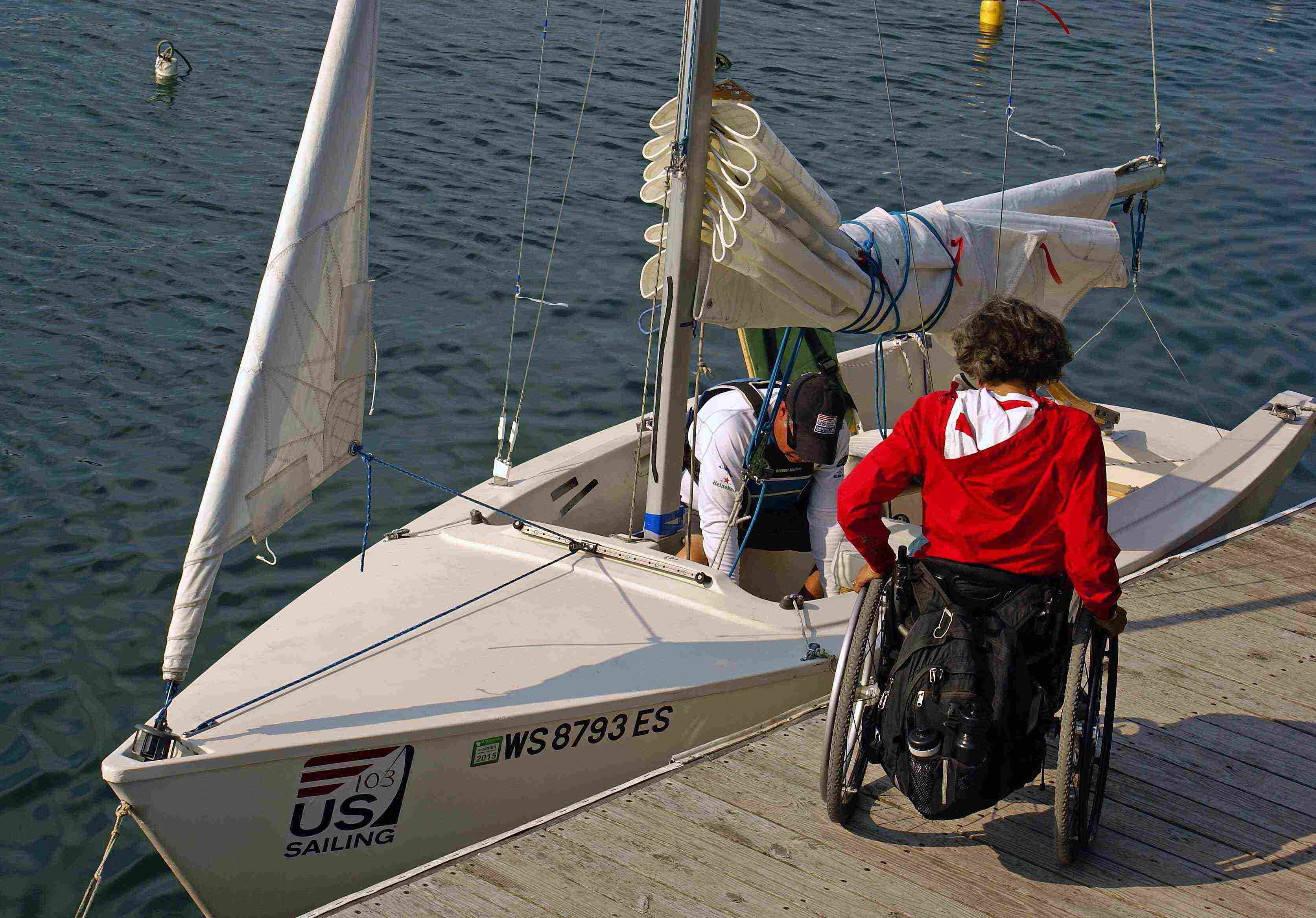 Sailors prepare boat