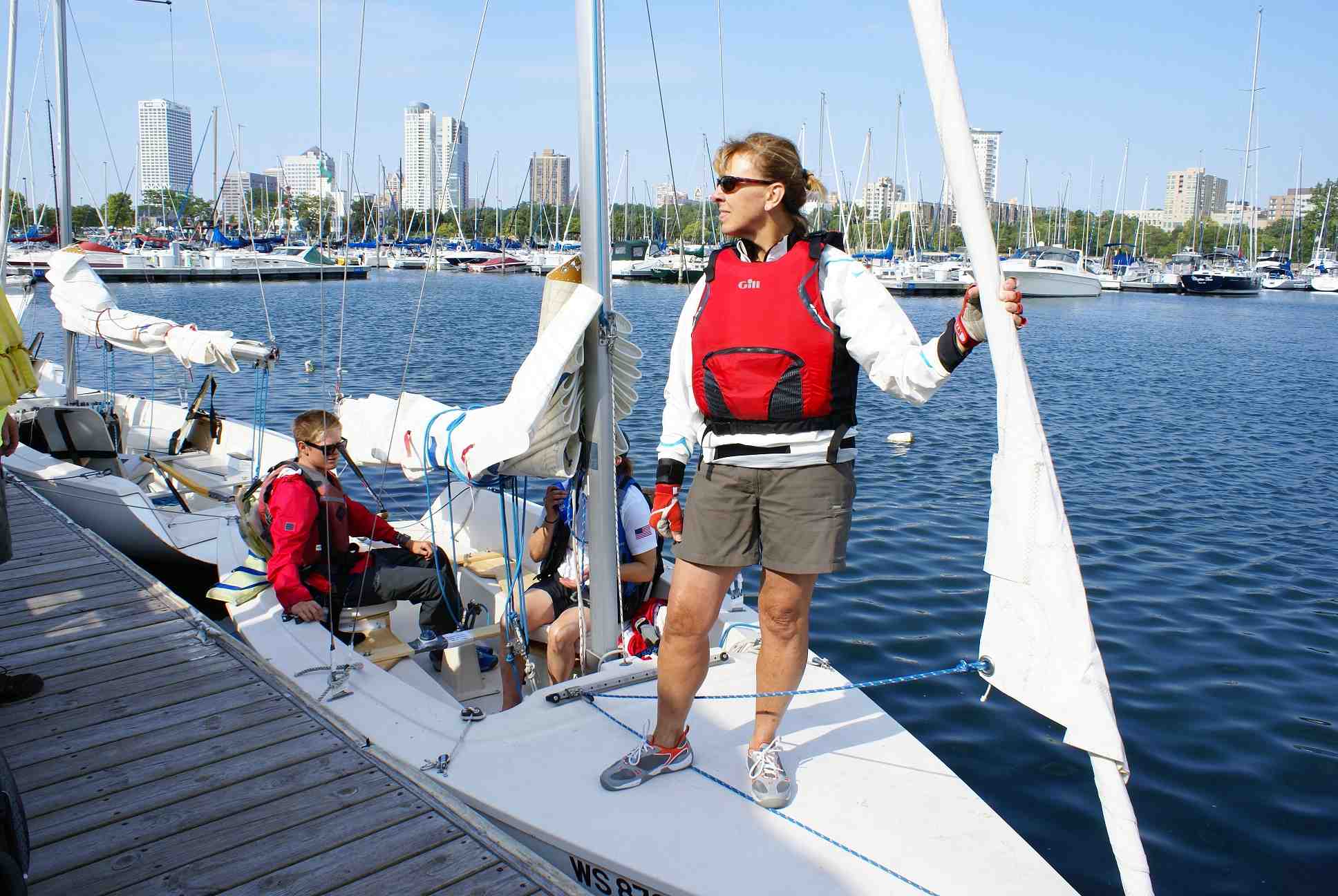 MCSC Volunteers and sailors on dock and ramp