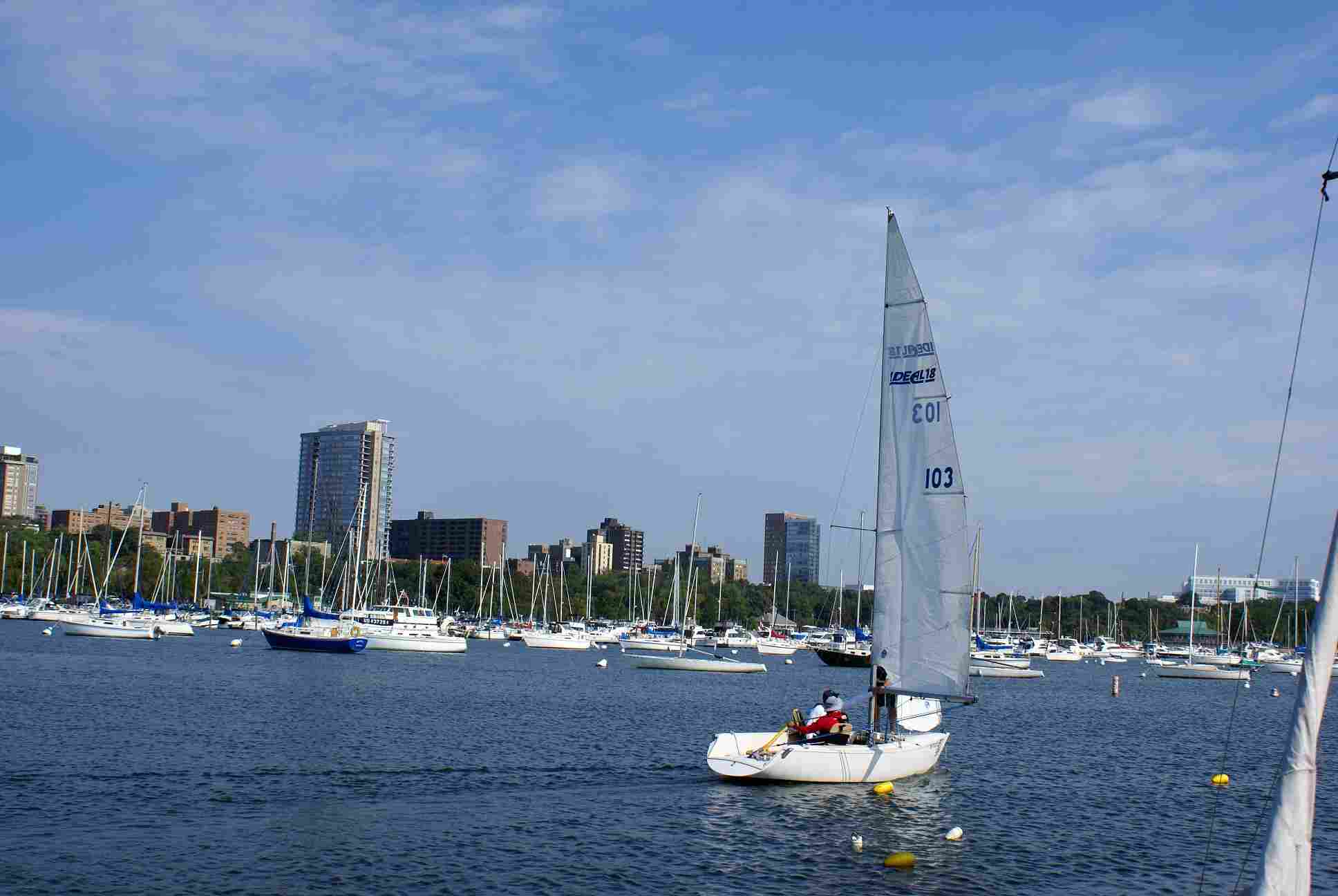 Race Sailboat in full wind